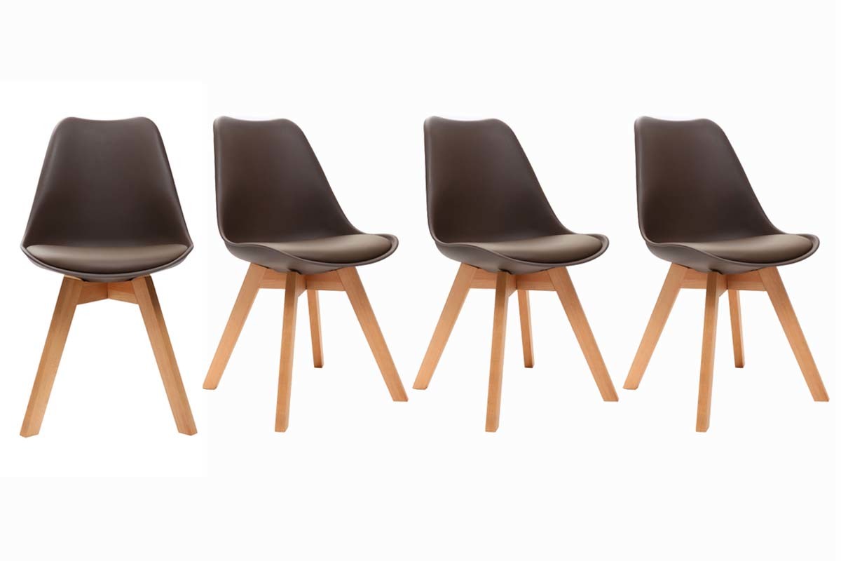 Silla de diseo color chocolate lote de 4 PAULINE