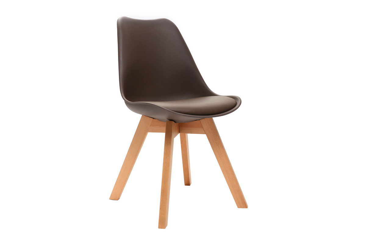 Silla de diseo color chocolate lote de 4 PAULINE