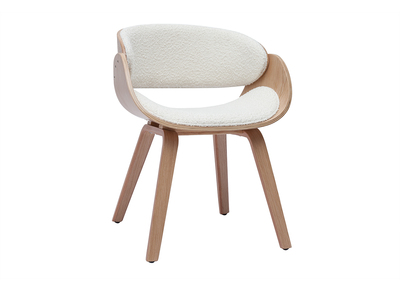 Silla de diseño de borreguillo y madera clara BENT