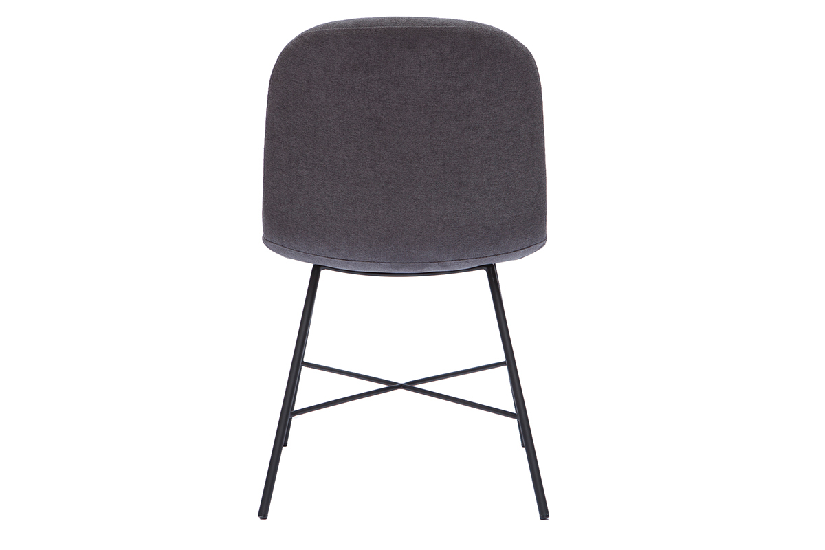 Silla de diseño de efecto aterciopelado gris oscuro y metal negro ARCADE