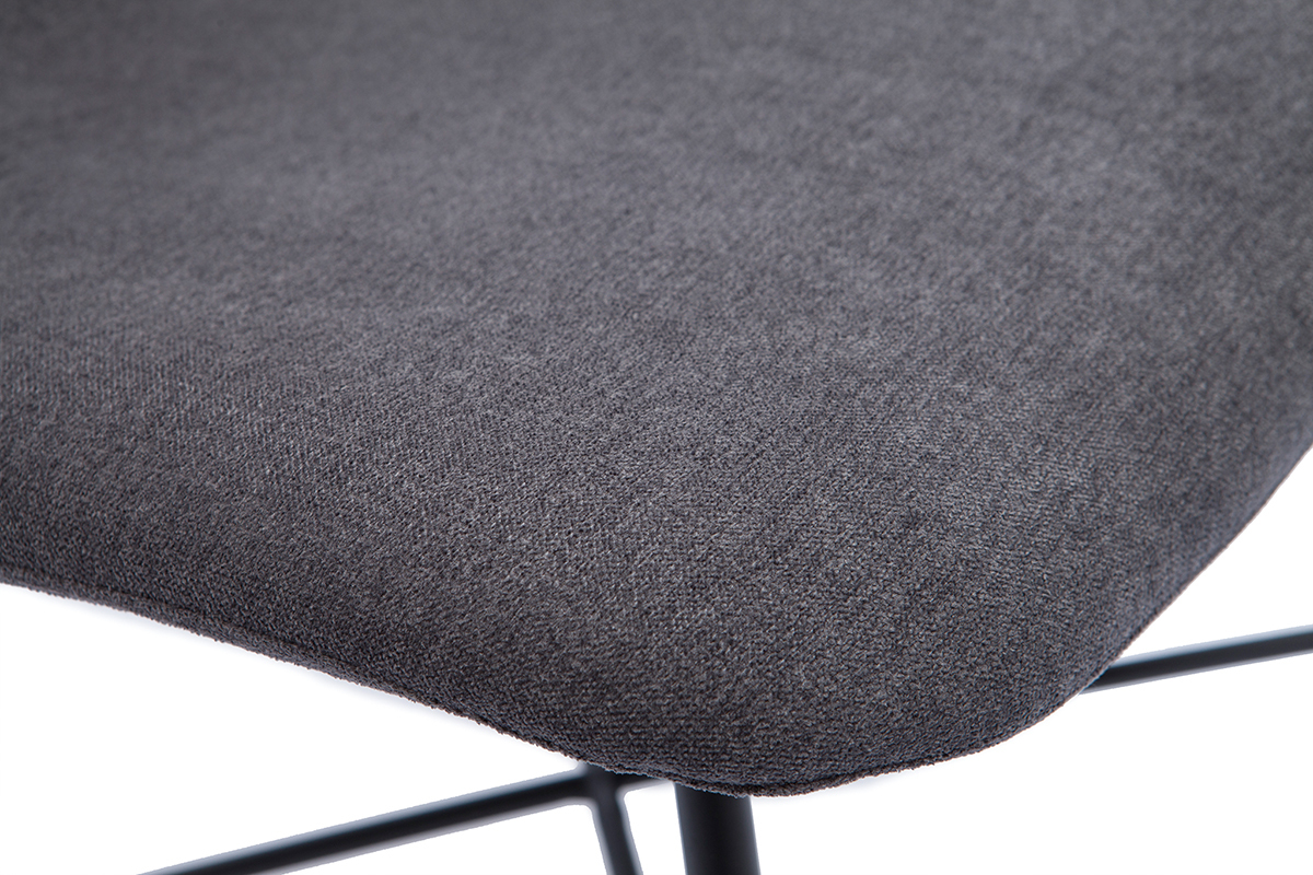 Silla de diseño de efecto aterciopelado gris oscuro y metal negro ARCADE