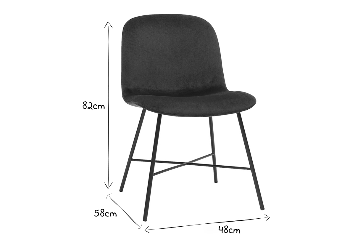Silla de diseo de terciopelo azul petrleo y metal negro ARCADE