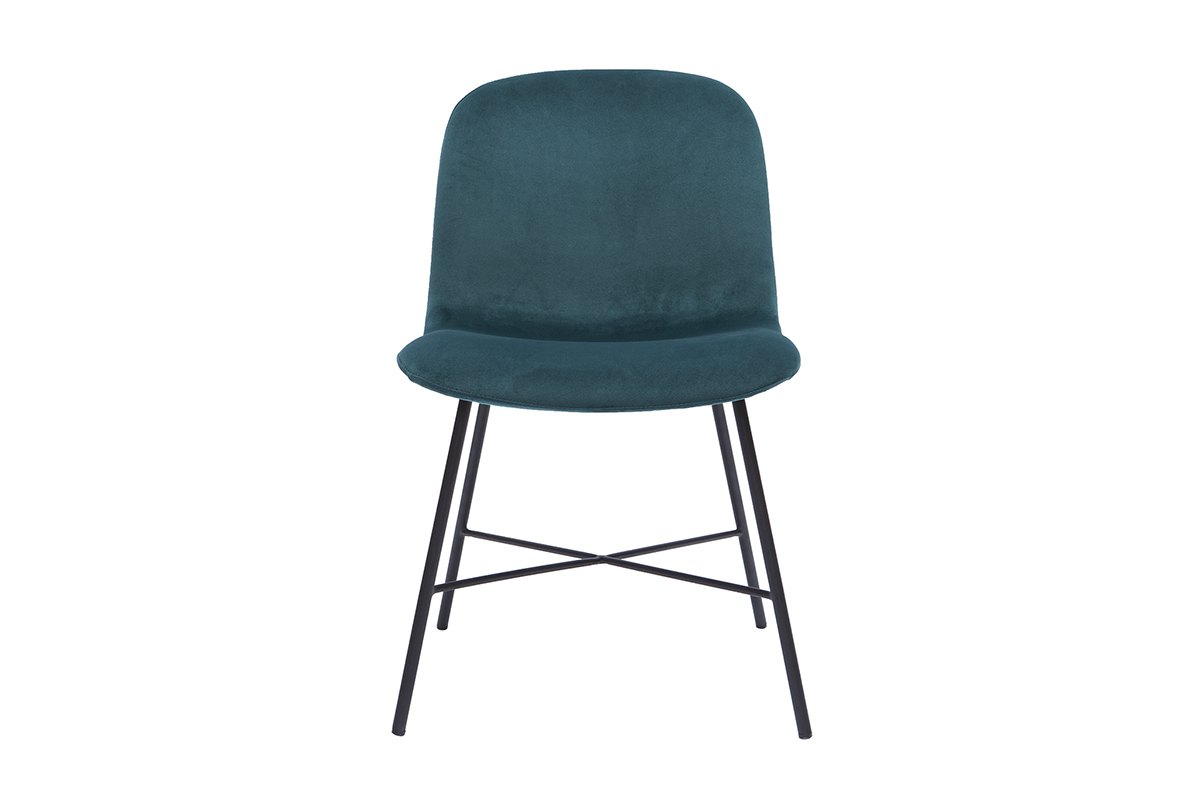 Silla de diseo de terciopelo azul petrleo y metal negro ARCADE