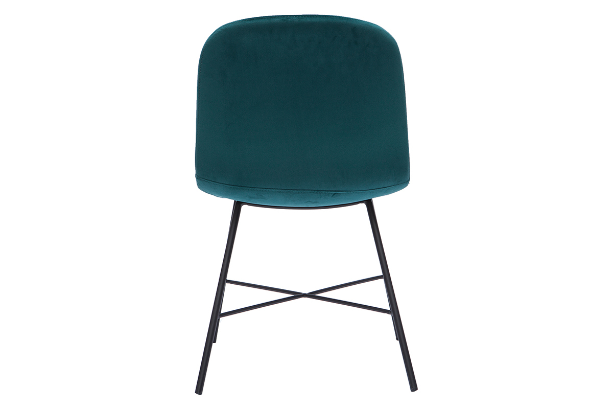 Silla de diseo de terciopelo azul petrleo y metal negro ARCADE