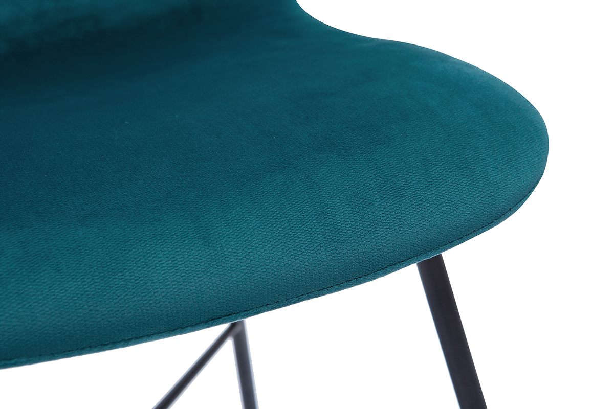 Silla de diseo de terciopelo azul petrleo y metal negro ARCADE