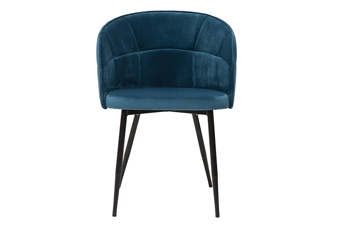 Silla de diseo de terciopelo azul petrleo y metal negro JOLLY