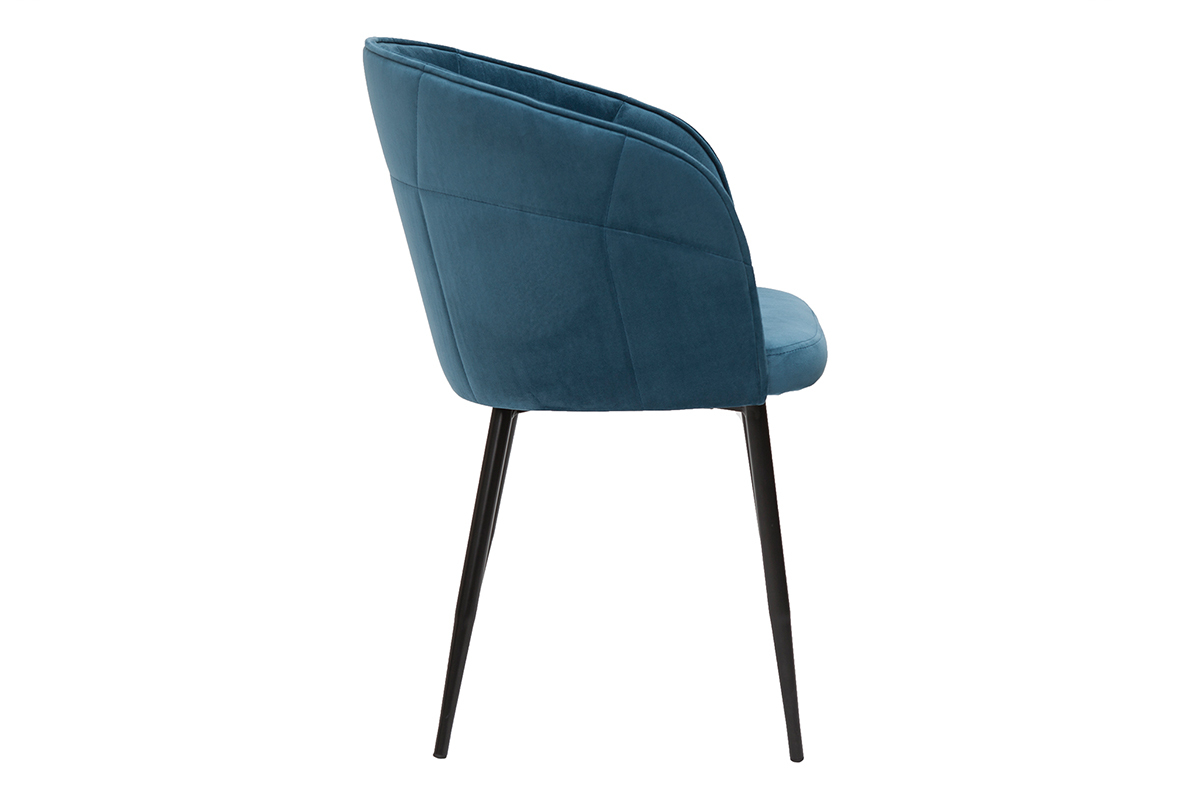 Silla de diseo de terciopelo azul petrleo y metal negro JOLLY