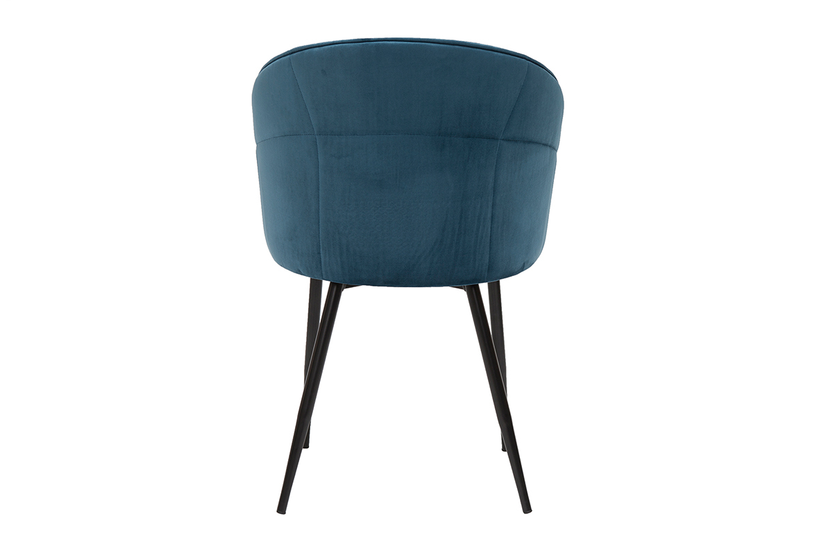 Silla de diseo de terciopelo azul petrleo y metal negro JOLLY