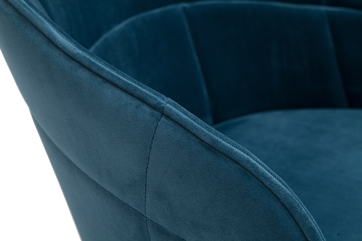 Silla de diseo de terciopelo azul petrleo y metal negro JOLLY