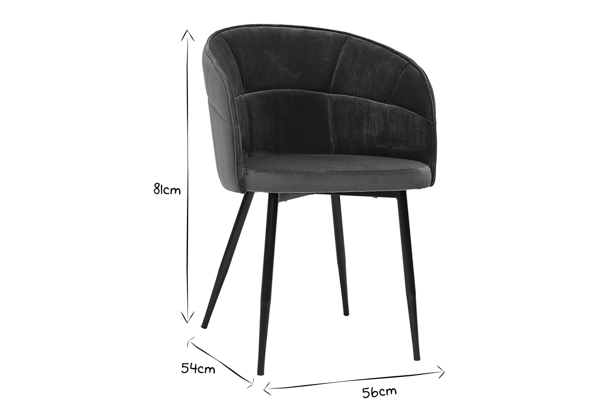 Silla de diseo de terciopelo azul petrleo y metal negro JOLLY