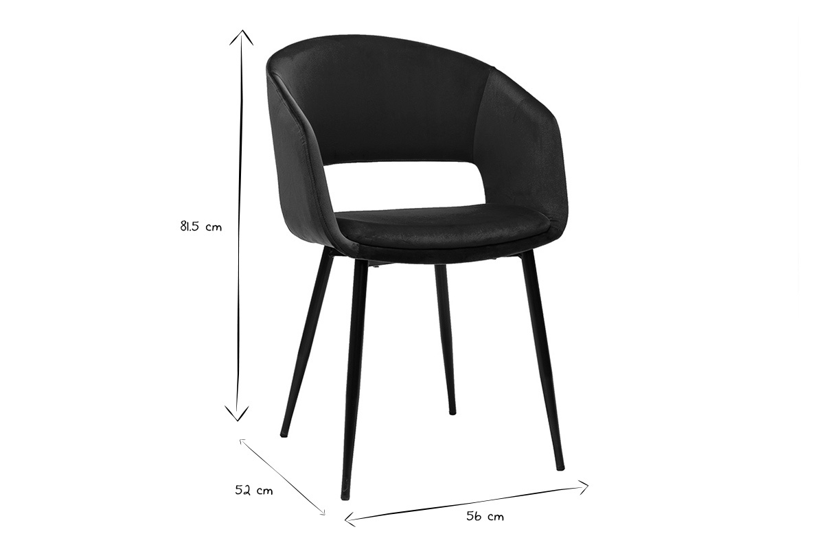 Silla de diseo de terciopelo azul petrleo y patas de metal negro PRISMA