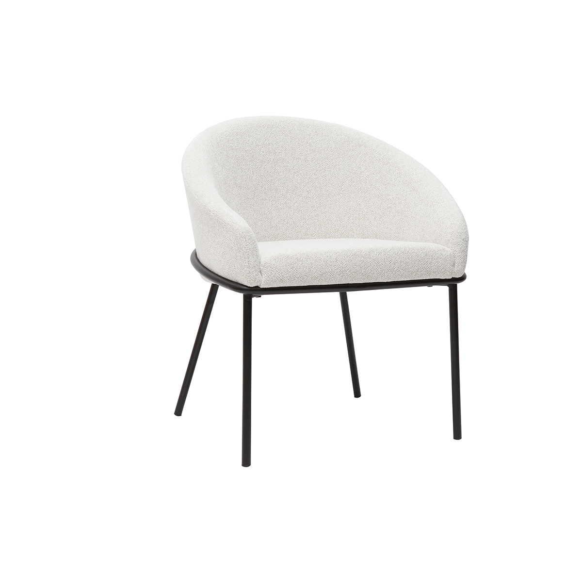 Silla de diseño de terciopelo chenilla beige y metal negro JENNA