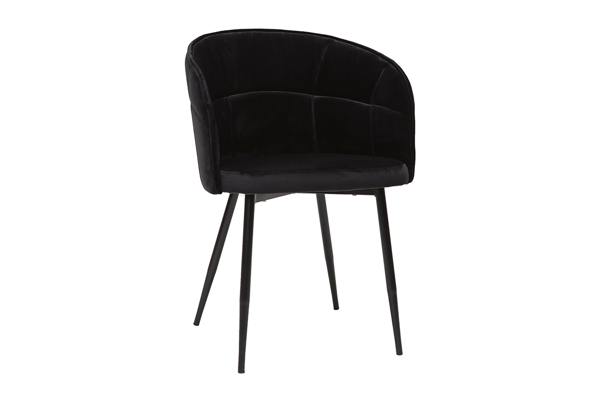 Silla de diseo de terciopelo y metal negro JOLLY
