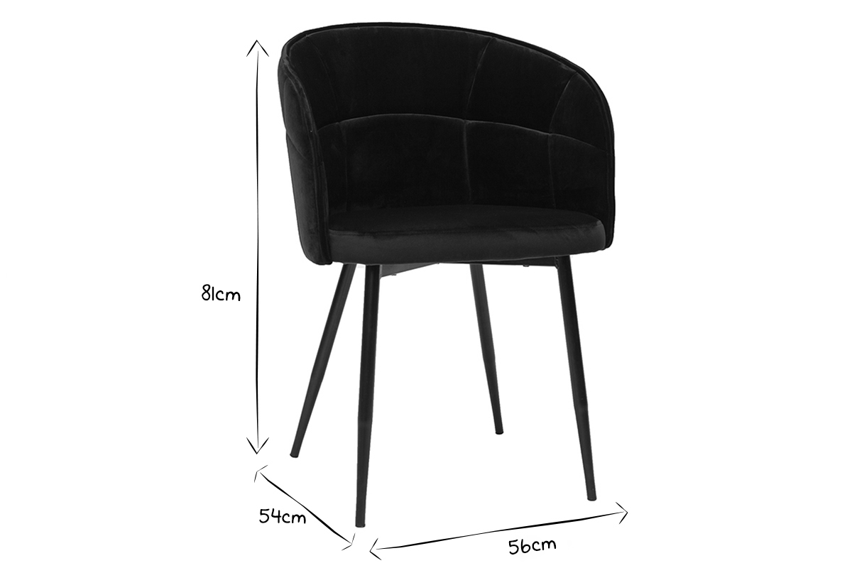 Silla de diseo de terciopelo y metal negro JOLLY