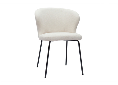 Silla de diseño en tejido borreguillo blanco y metal negro YDA