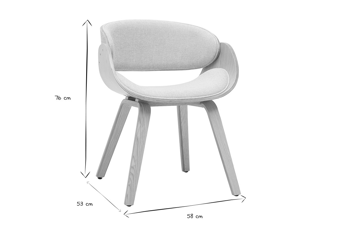 Dimensiones de la silla de dise�o en blanco y negro: 76 cm de altura, 53 cm de profundidad, 58 cm de anchura.