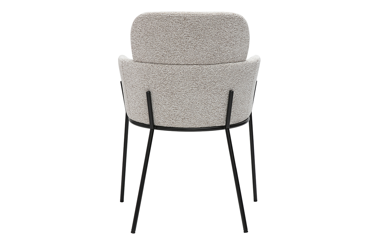 Silla de diseo en tela efecto terciopelo texturizado beige y metal negro TULUM