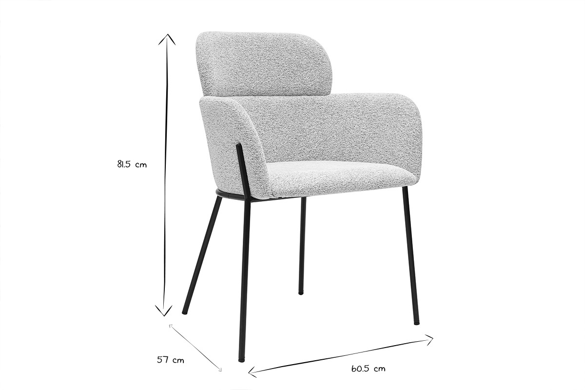 Silla de diseo en tela efecto terciopelo texturizado beige y metal negro TULUM