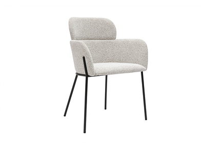 Silla de diseño en tela efecto terciopelo texturizado beige y metal negro TULUM