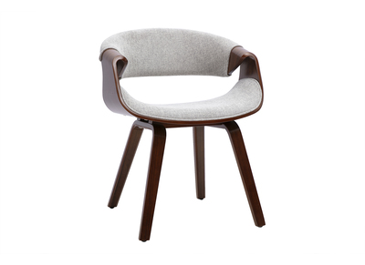 Silla de dise&ntilde;o en tela efecto terciopelo texturizado gris y madera oscura ARAMIS