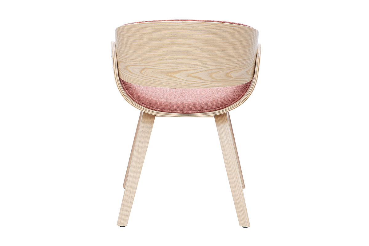 Silla de diseo en tela efecto terciopelo texturizado terracota y madera clara BENT