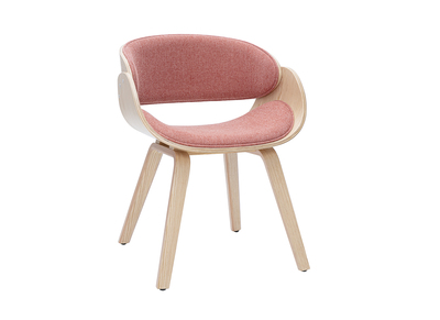 Silla de diseño en tela efecto terciopelo texturizado terracota y madera clara BENT