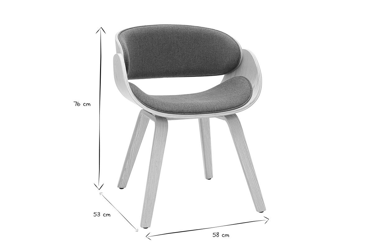 Silla de diseo en tela verde caqui y madera clara BENT
