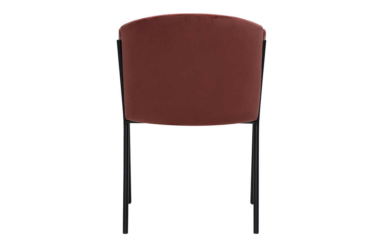 Silla de diseo en terciopelo rojo tomette y metal negro BRIANE