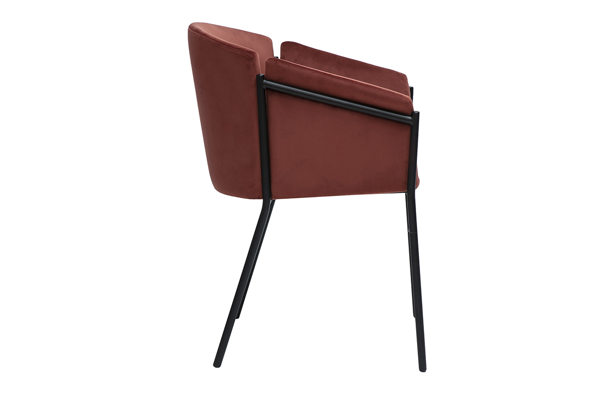 Silla de diseo en terciopelo rojo tomette y metal negro BRIANE