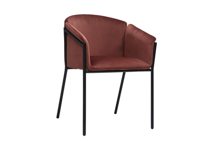 Silla de diseño en terciopelo rojo tomette y metal negro BRIANE