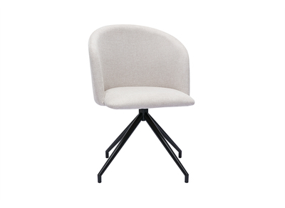 Silla de diseño giratoria 360° de terciopelo beige texturizado y metal negro VANITY