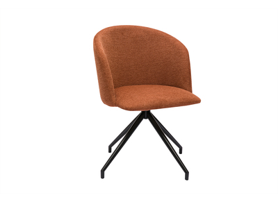 Silla de dise&ntilde;o giratoria 360&deg; de terciopelo texturizado color terracota y metal negro VANITY