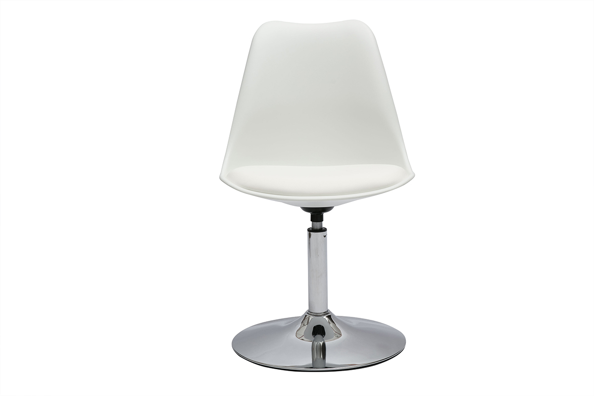Silla de diseo giratoria blanca y metal cromado STEEVY V2