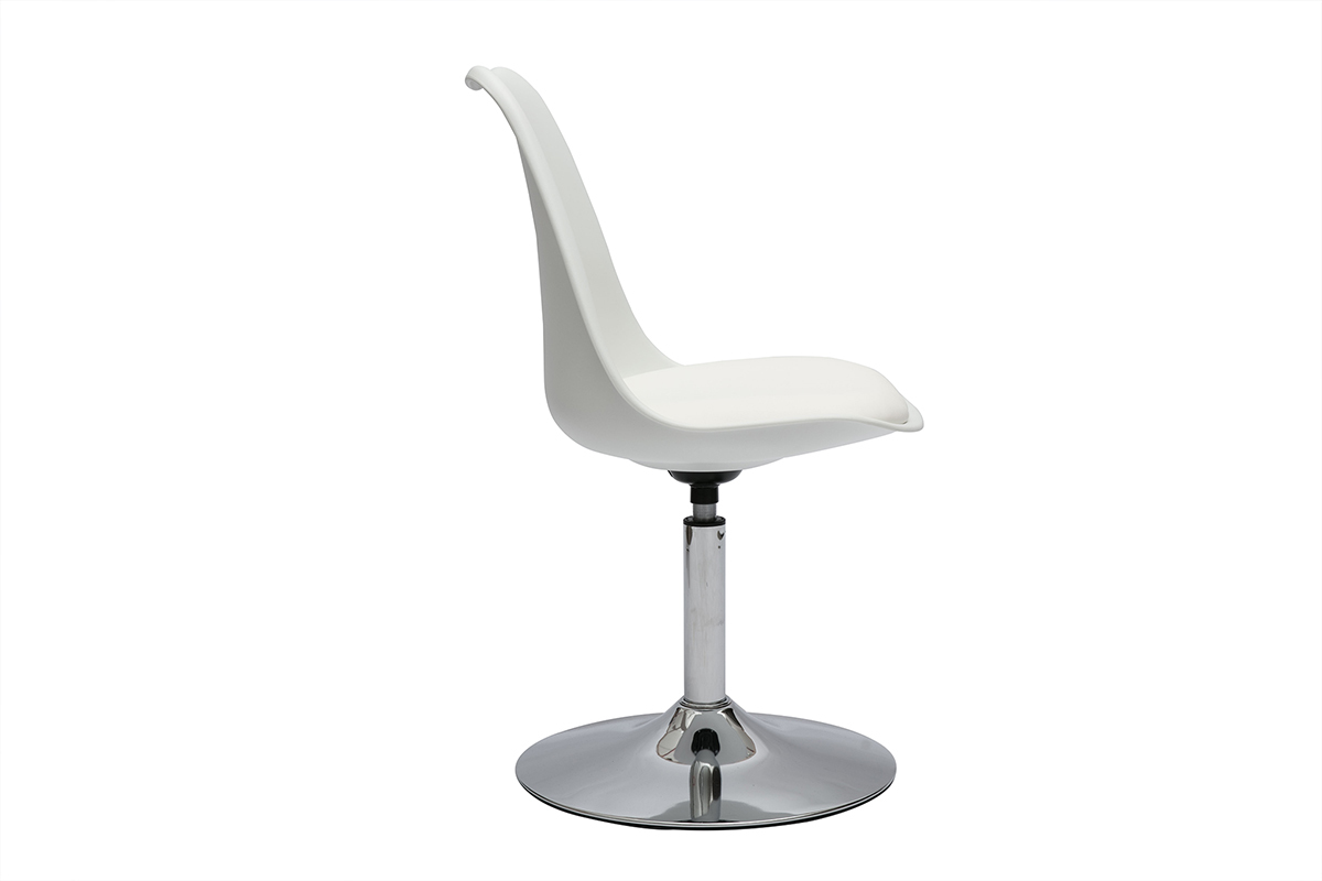 Silla de diseo giratoria blanca y metal cromado STEEVY V2