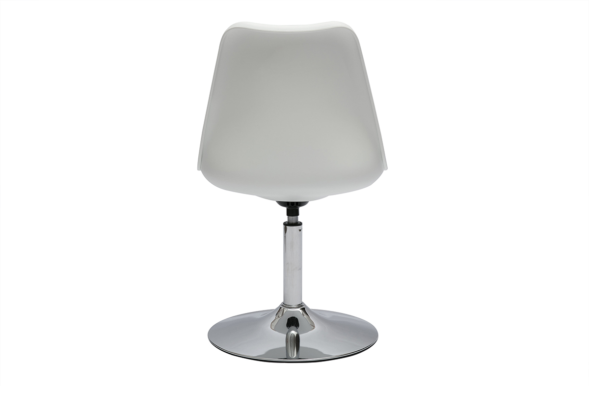 Silla de diseo giratoria blanca y metal cromado STEEVY V2