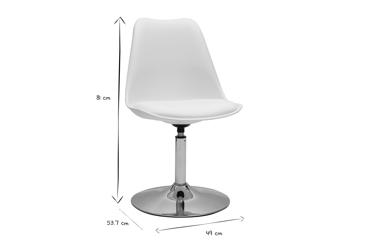 Silla de diseo giratoria blanca y metal cromado STEEVY V2