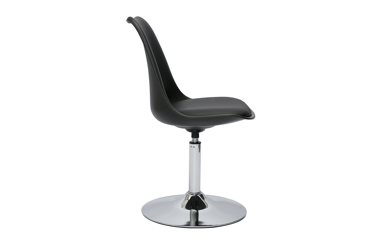 Silla de diseo giratoria negra y metal cromado STEEVY V2