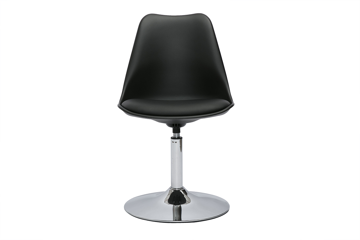 Silla de diseo giratoria negra y metal cromado STEEVY V2
