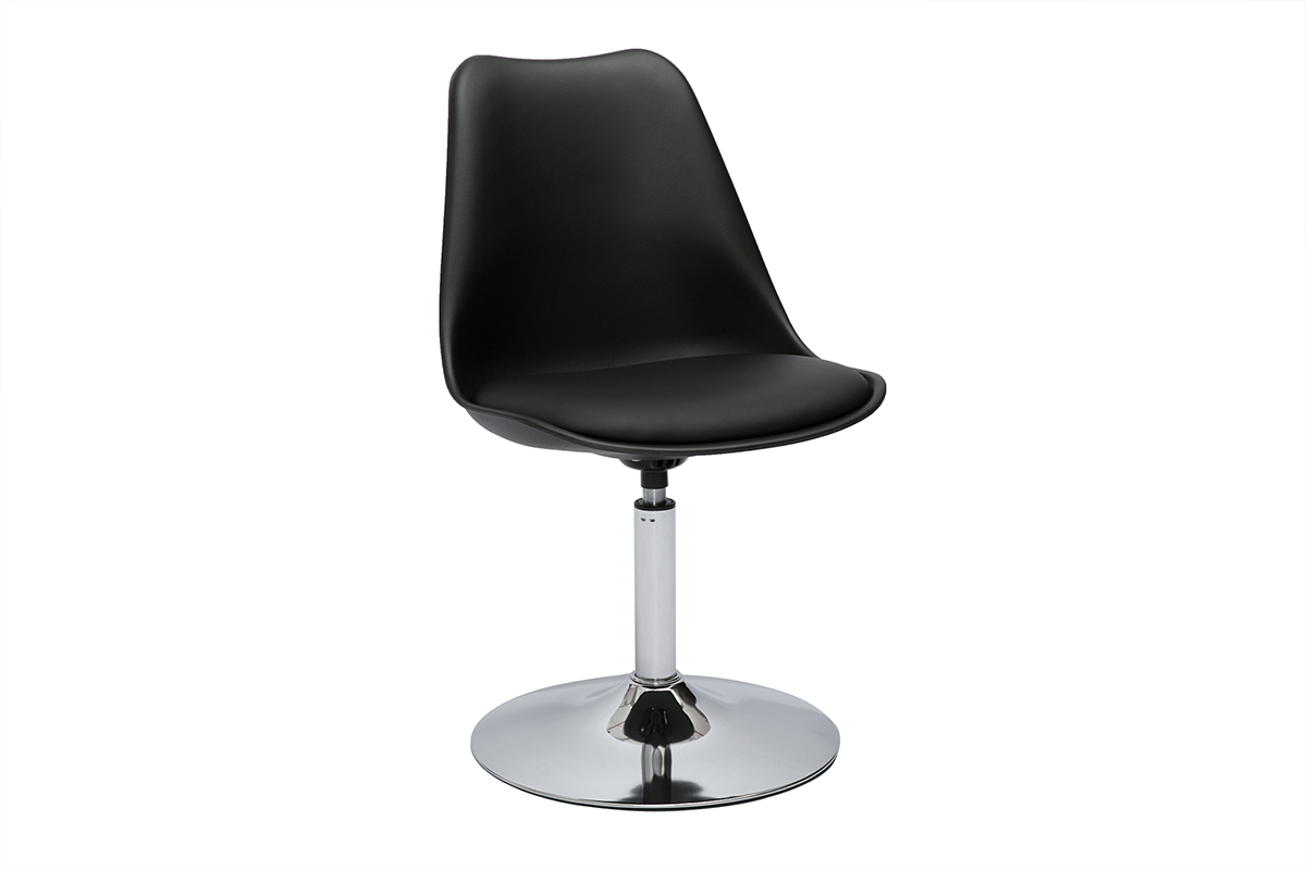 Silla de diseo giratoria negra y metal cromado STEEVY V2