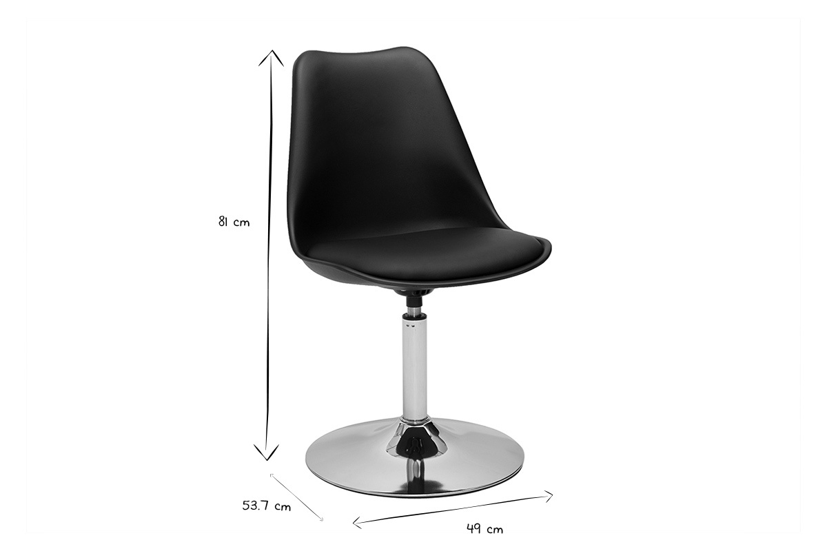 Silla de diseo giratoria negra y metal cromado STEEVY V2