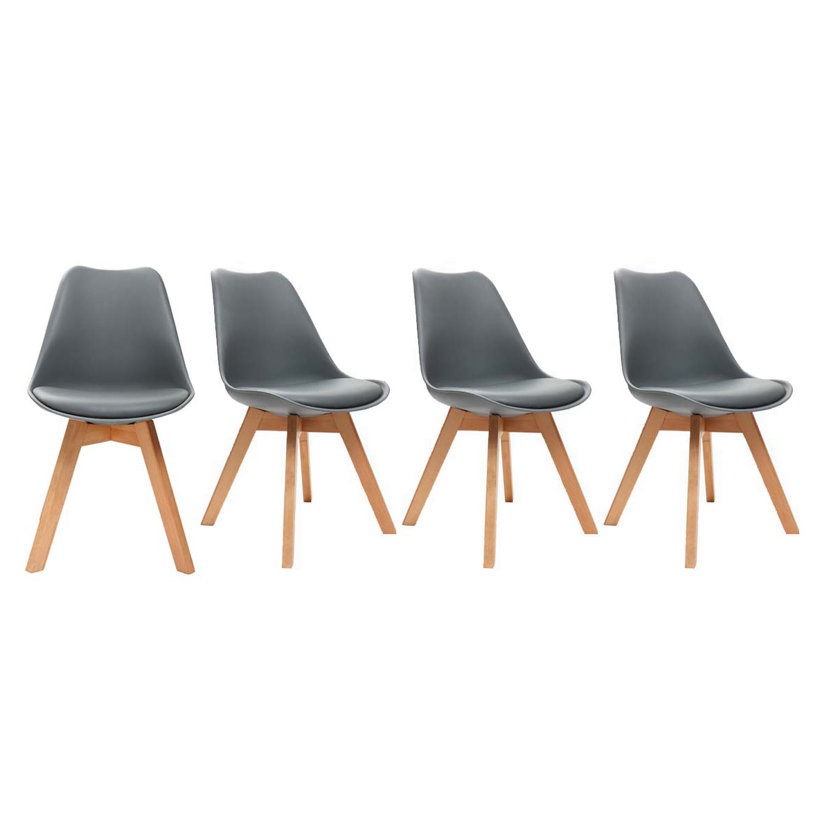 Silla de diseño gris lote de 4 PAULINE