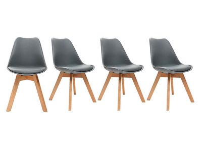 Silla de diseño gris lote de 4 PAULINE