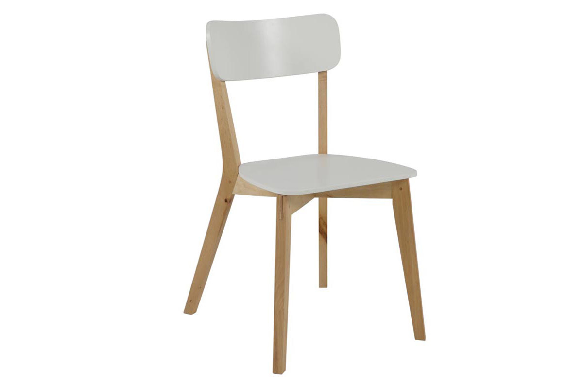 Silla de diseo madera y lacado blanco lote de 2 LAENA