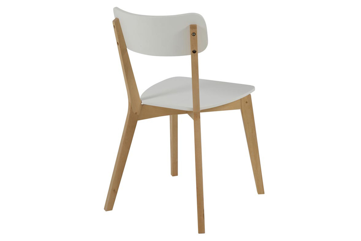 Silla de diseo madera y lacado blanco lote de 2 LAENA