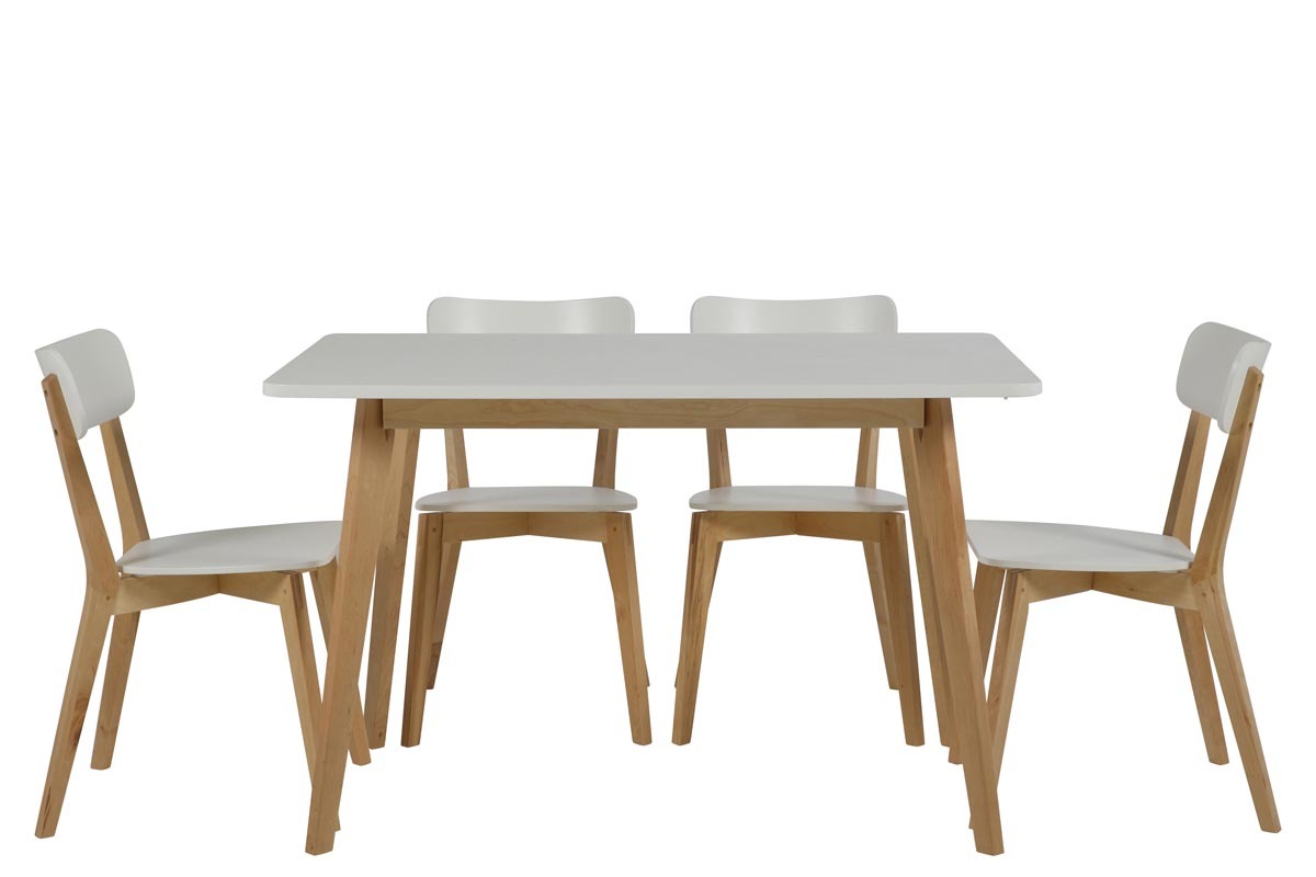 Silla de diseo madera y lacado blanco lote de 2 LAENA