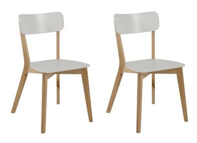 Silla de dise&ntilde;o madera y lacado blanco lote de 2 LAENA