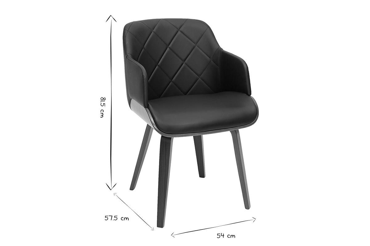 Silla de diseo negra con nogal LUCIEN