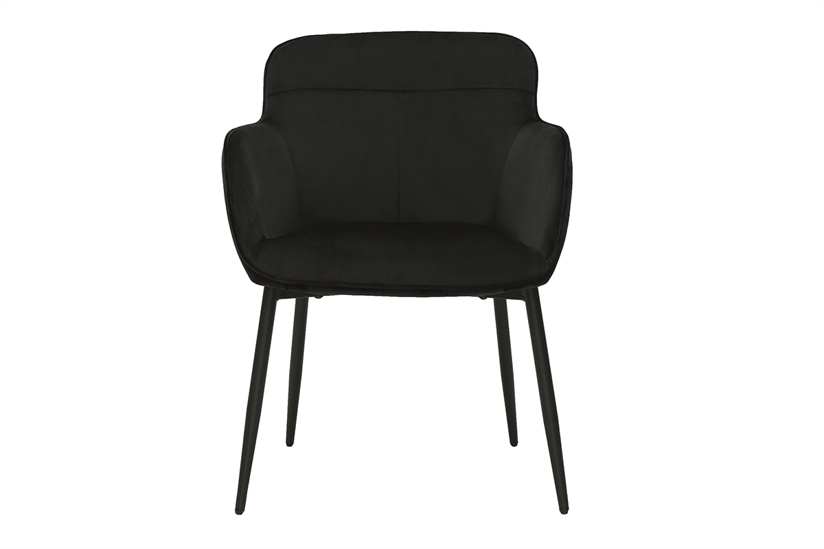 Silla de diseo negra de terciopelo y metal FRIDA