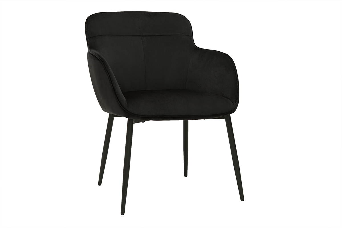 Silla de diseo negra de terciopelo y metal FRIDA