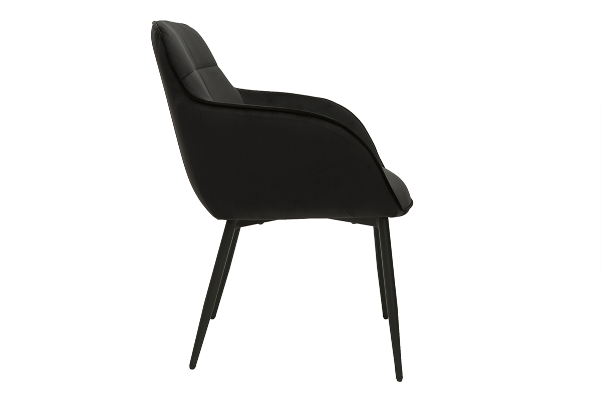Silla de diseo negra de terciopelo y metal FRIDA